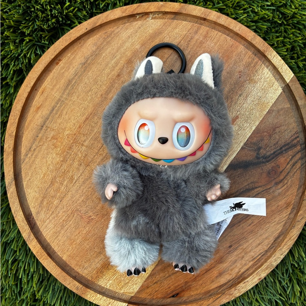 Gray Furry Monster Plush Keychain